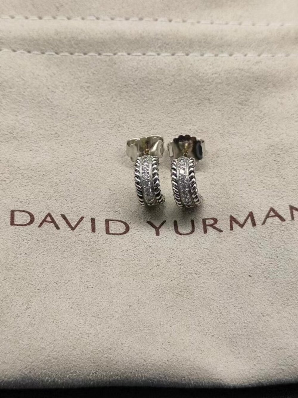 David Yurman 925 Silver Earrings with Original Pouch